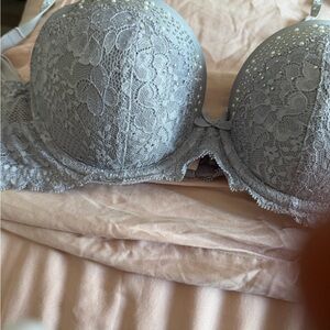 Victoria's Secret Lace Push-Up Bra in Light Blue-Gray